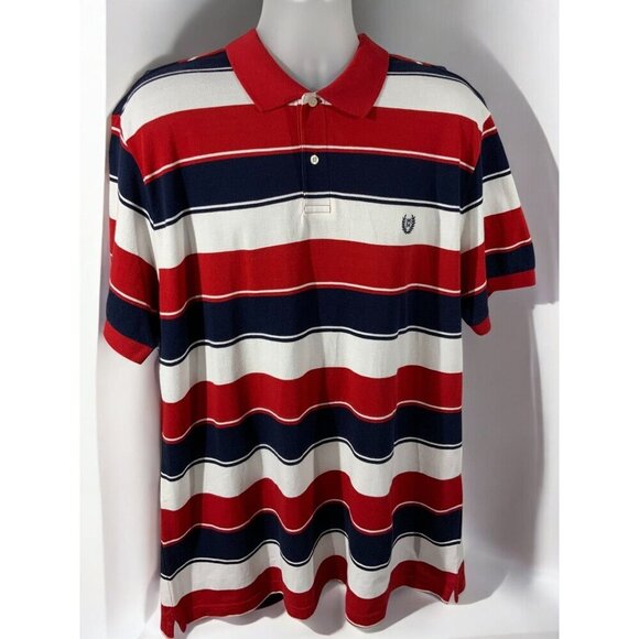 Ralph Lauren Chaps Mens Red White Blue Striped Polo Shirt Short Sleeve Size 2XL - Picture 7 of 7